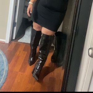 Billini Black Faux Leather High Heeled Boot (Wide Calf and width)